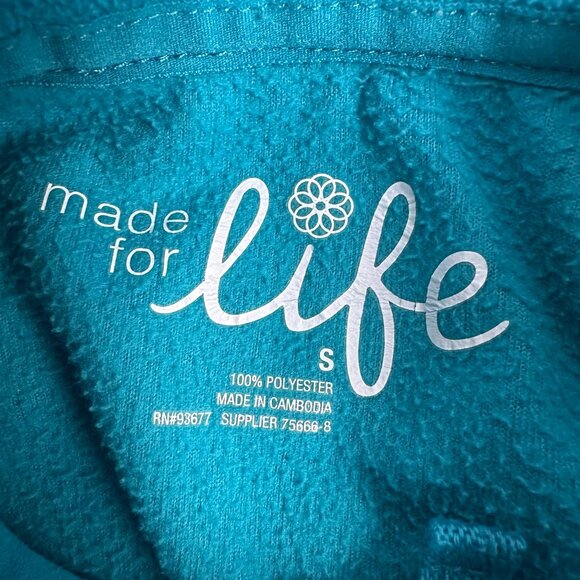 Made For Life Womens Teal Fleece Quarter-Zip Pullover Jacket Size Small - Picture 3 of 4